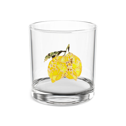 Zesty Lemon Mosaic Design Glass | Elegant Home Bar Decor, Unique Gift for Him, Rustic Wedding, Cocktail Party, Fall Celebration